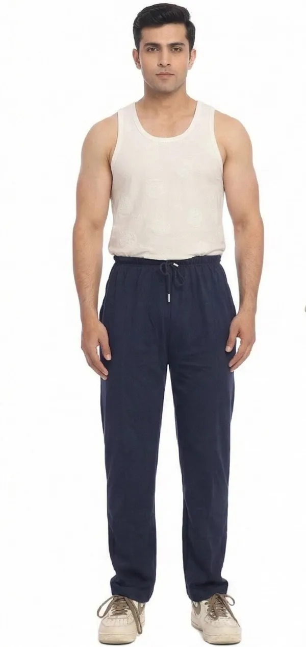 SKYBEN_Solid,_Striped_Men_Navy_Blue_Track_Pants
