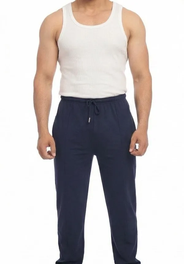 SKYBEN_Solid,_Striped_Men_Navy_Blue_Track_Pants