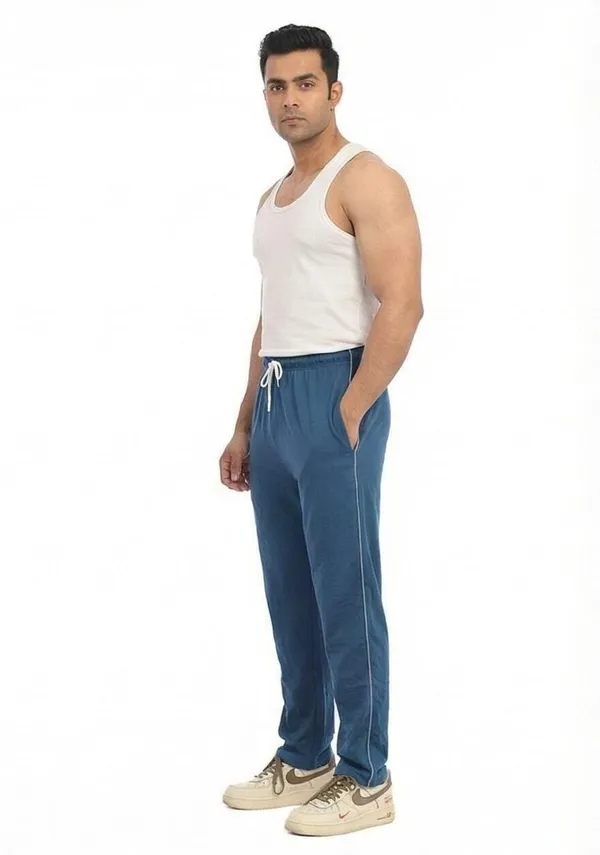 SKYBEN_Solid,_Striped_Men_Teal_Track_Pants