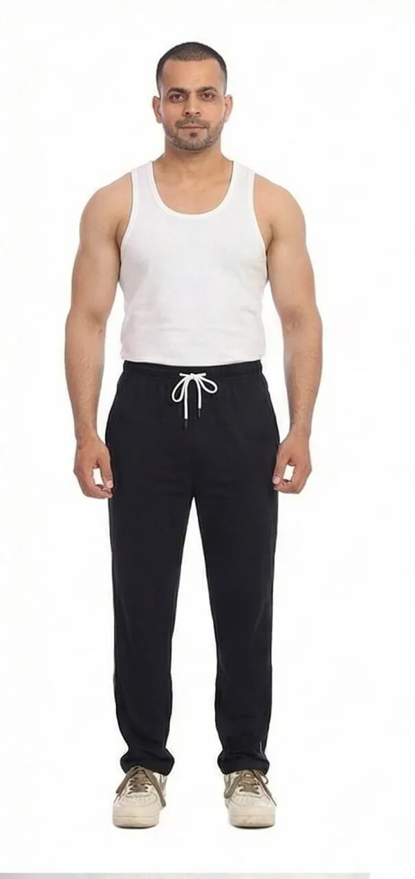 SKYBEN_Solid,_Striped_Men_Black_Track_Pants