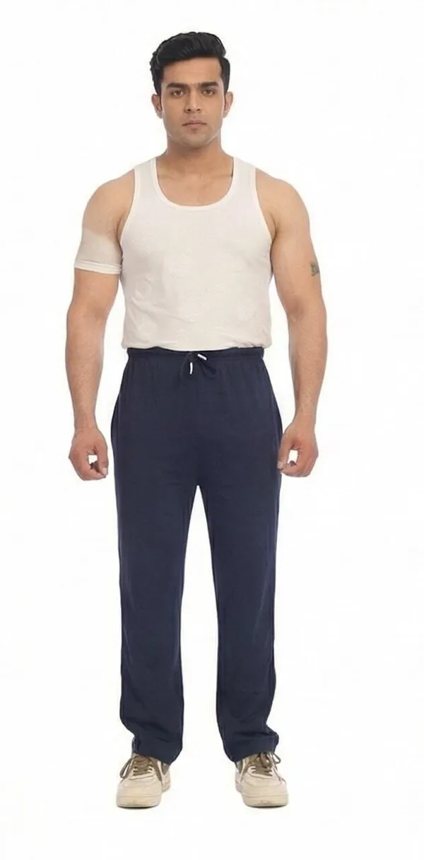 SKYBEN_Solid,_Striped_Men_Navy_Blue_Track_Pants