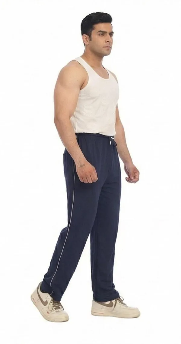 SKYBEN_Solid,_Striped_Men_Navy_Blue_Track_Pants