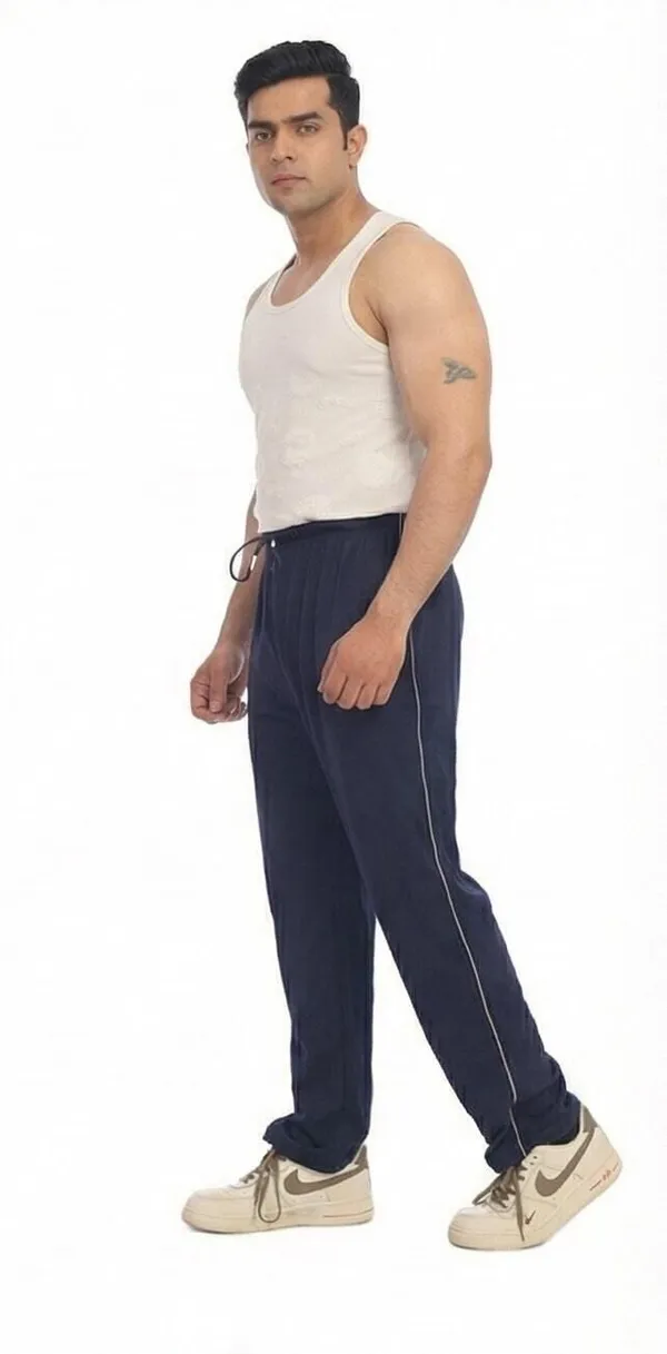 SKYBEN_Solid,_Striped_Men_Navy_Blue_Track_Pants
