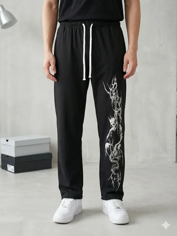 SKYBEN_Graphic_Print_Men_Black_Track_Pants