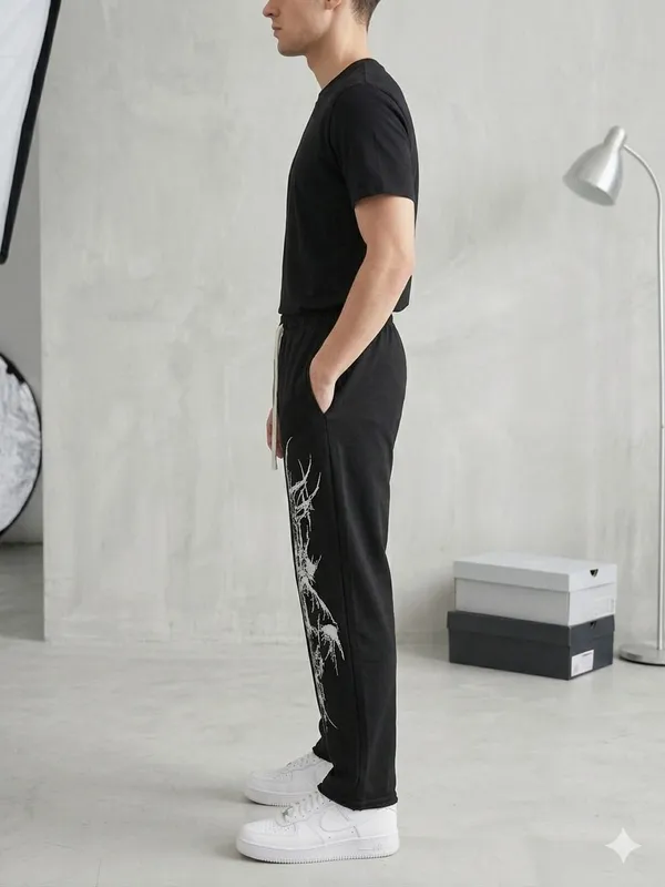 SKYBEN_Graphic_Print_Men_Black_Track_Pants