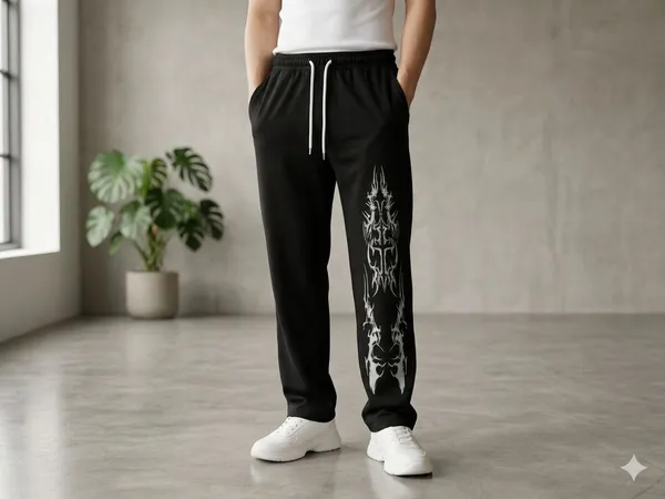 SKYBEN_Graphic_Print_Men_Black_Track_Pants