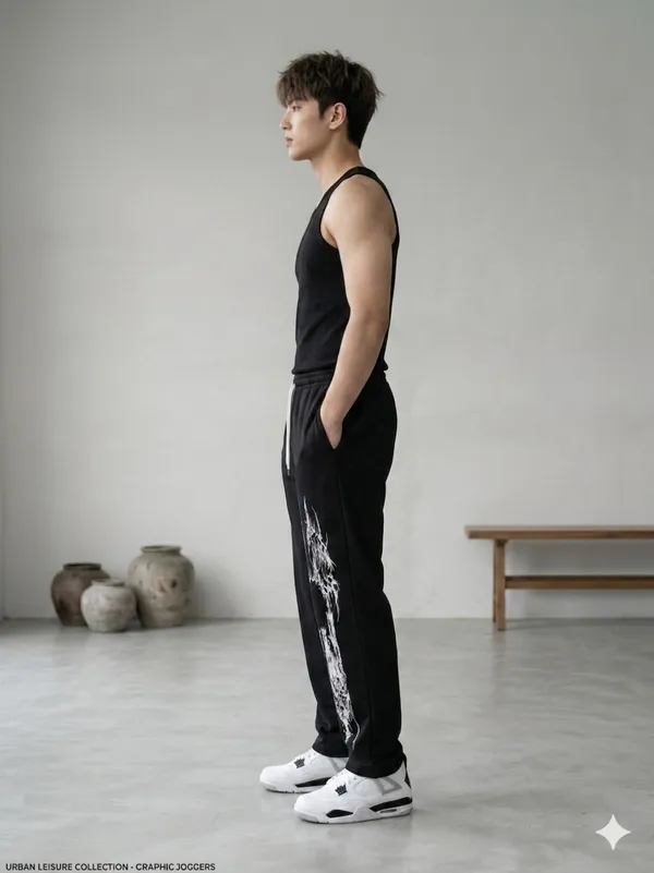 SKYBEN_Graphic_Print_Men_Black_Track_Pants