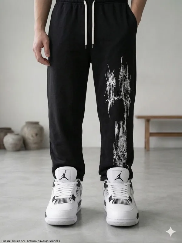SKYBEN_Graphic_Print_Men_Black_Track_Pants