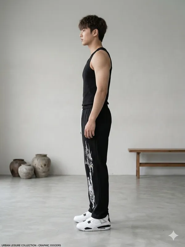 SKYBEN_Graphic_Print_Men_Black_Track_Pants