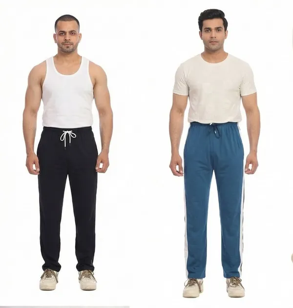 SKYBEN_Self_Design,_Printed_Men_Teal_Blue_And_Black_Track_Pants