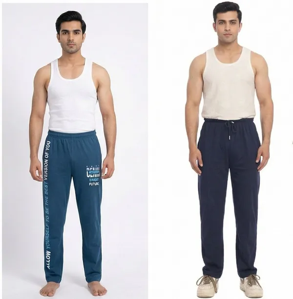 SKYBEN_Self_Design,_Printed_Men_Teal_And_Navy_Blue_Track_Pants