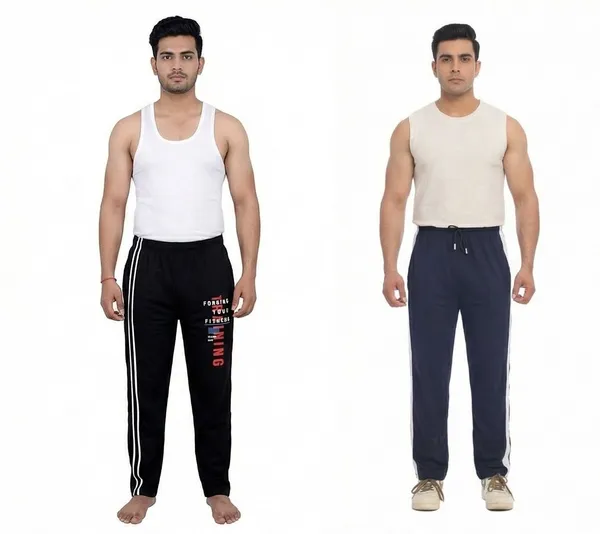 SKYBEN_Self_Design,_Printed_Men_Black_And_Grey_Track_Pants