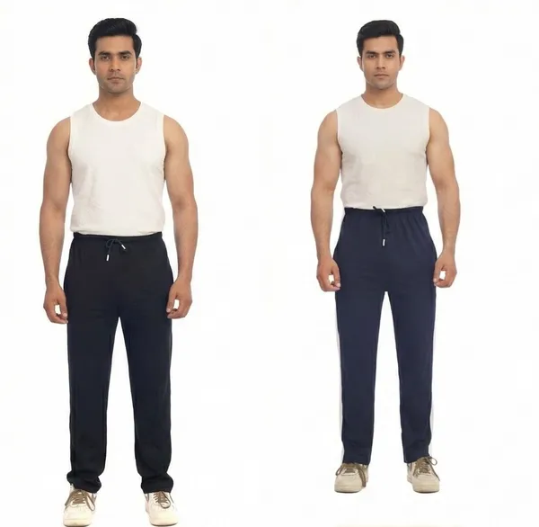 SKYBEN_Self_Design,_Printed_Men_Black_And_Blue_Track_Pants