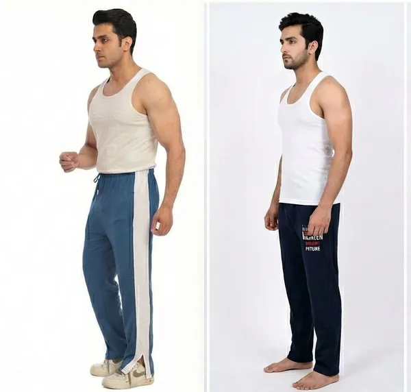 SKYBEN_Self_Design,_Printed_Men_Teal_Blue_And_Navy_Blue_Track_Pants
