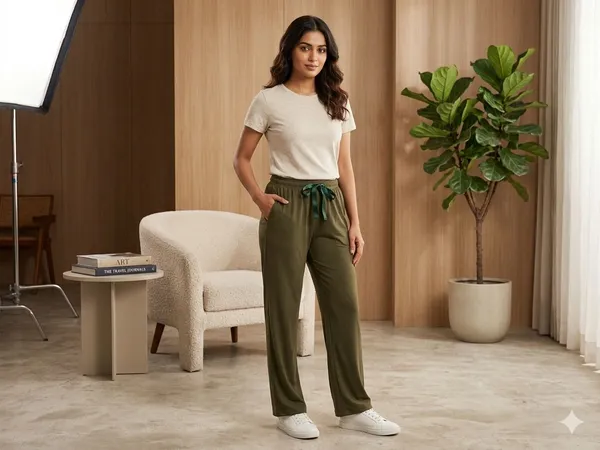 SKYBEN_Solid_Women_Olive_Green_Track_Pants