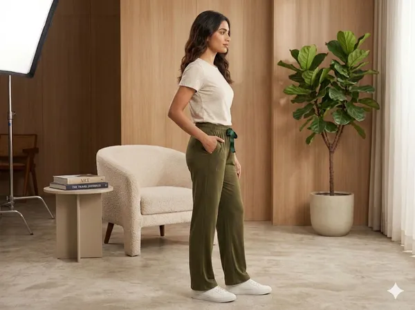 SKYBEN_Solid_Women_Olive_Green_Track_Pants
