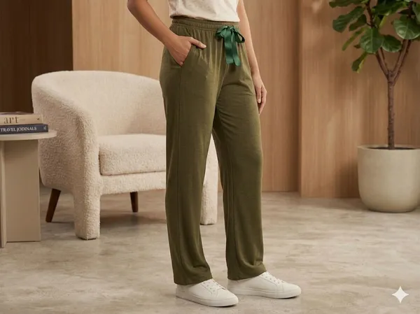 SKYBEN_Solid_Women_Olive_Green_Track_Pants