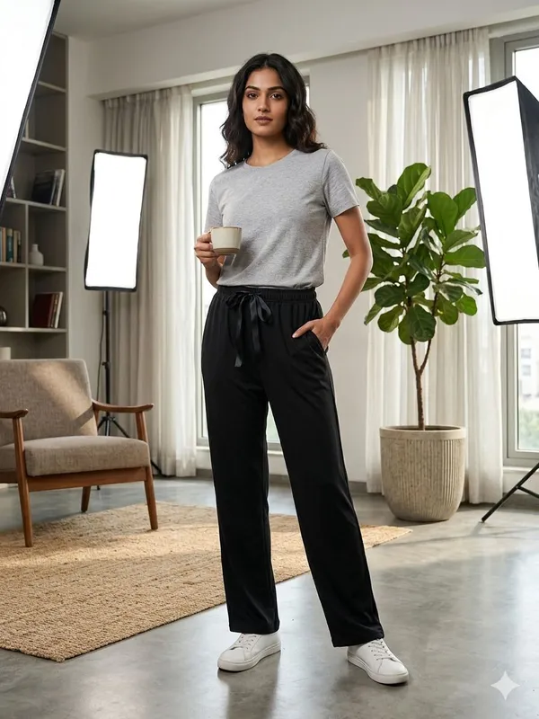SKYBEN_Solid_Women_Black_Track_Pants