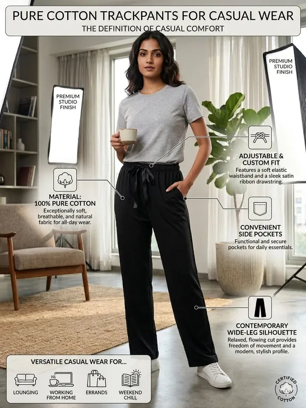 SKYBEN_Solid_Women_Black_Track_Pants