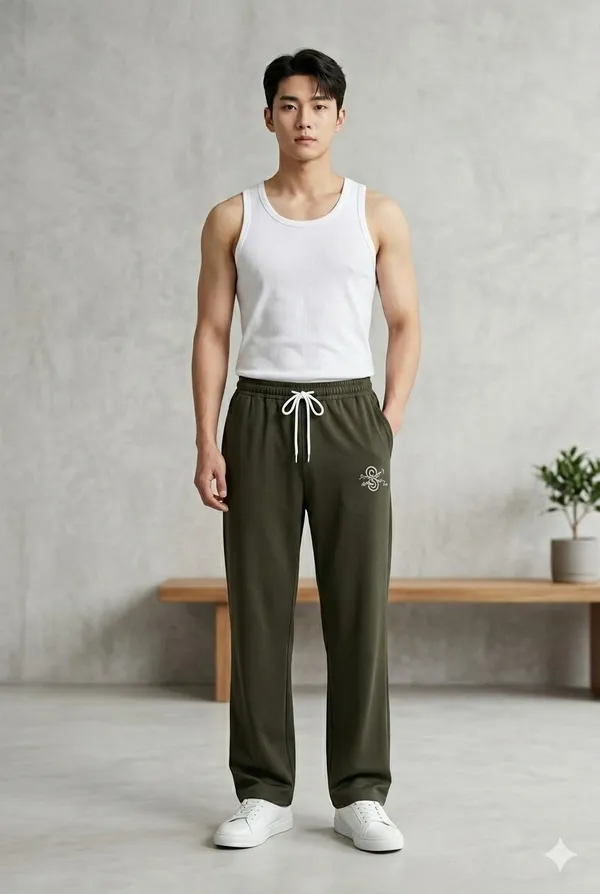 SKYBEN_Printed_Men_Olive_Green_Track_Pants