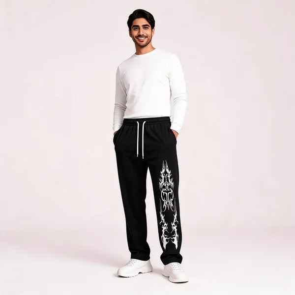 SKYBEN_Graphic_Print_Men_Black_Track_Pants