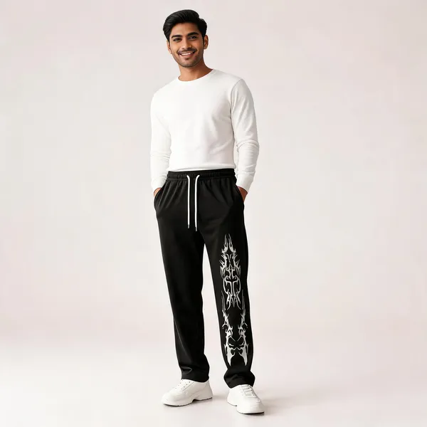SKYBEN_Graphic_Print_Men_Black_Track_Pants
