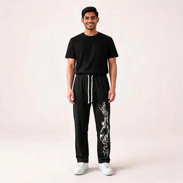 SKYBEN_Graphic_Print_Men_Black_Track_Pants