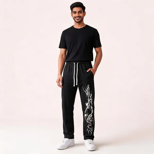 SKYBEN_Graphic_Print_Men_Black_Track_Pants