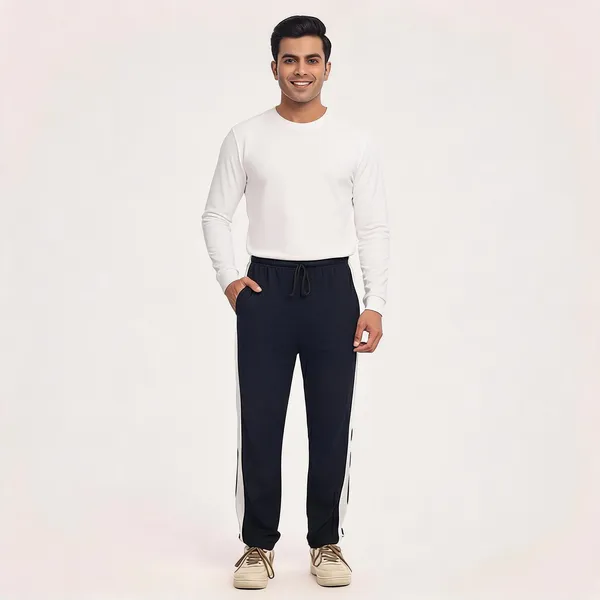 SKYBEN_Striped_Men_Dark_Blue_Track_Pants