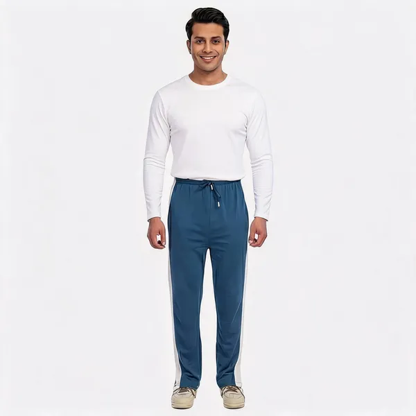 SKYBEN_Solid,_Striped_Men_Teal_Track_Pants