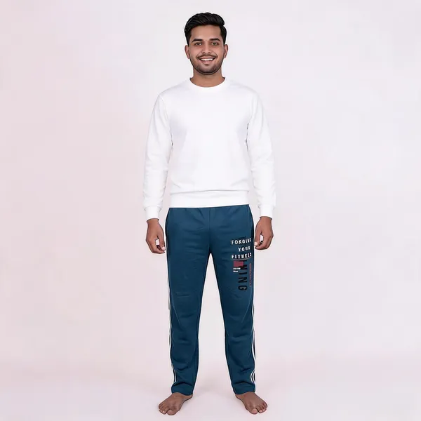 SKYBEN_Solid,_Printed,_Striped,_Graphic_Print_Men_Teal_Blue_Track_Pants