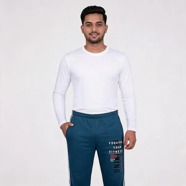 SKYBEN_Solid,_Printed,_Striped,_Graphic_Print_Men_Teal_Blue_Track_Pants