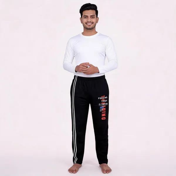 SKYBEN_Solid,_Printed,_Striped,_Graphic_Print_Men_Black_Track_Pants