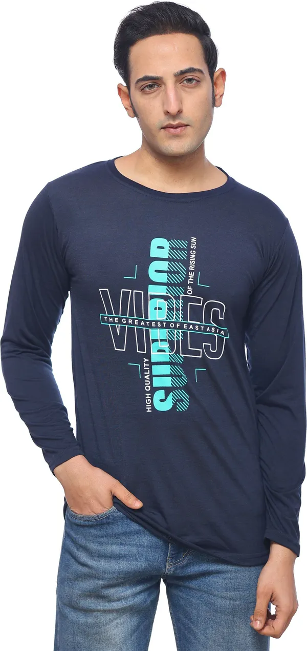 SKYBEN_Printed_Men_Round_Neck_Navy_Blue_T_Shirt