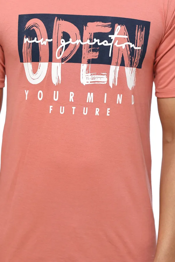 SKYBEN_Printed_Men_Round_Neck_Peach_T_Shirt
