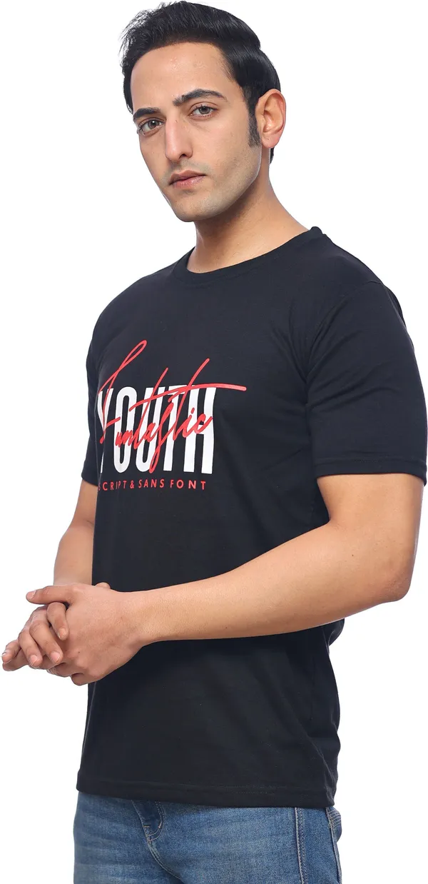 SKYBEN_Printed_Men_Round_Neck_Black_T_Shirt