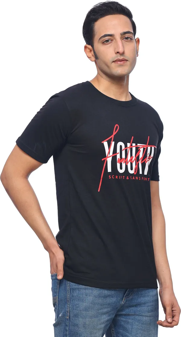 SKYBEN_Printed_Men_Round_Neck_Black_T_Shirt