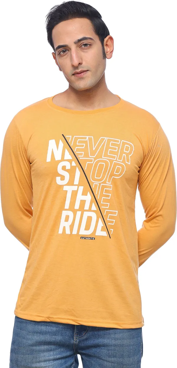 SKYBEN_Typography_Men_Round_Neck_Mustard_Yellow_T_Shirt