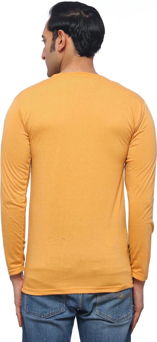 SKYBEN_Typography_Men_Round_Neck_Mustard_Yellow_T_Shirt