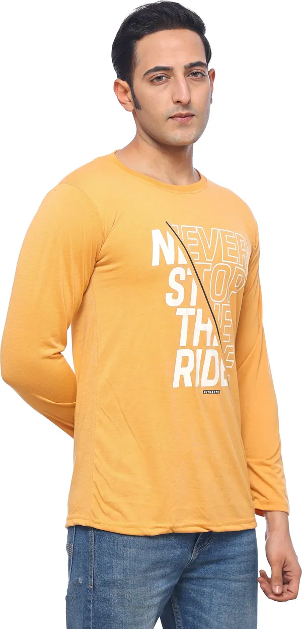 SKYBEN_Typography_Men_Round_Neck_Mustard_Yellow_T_Shirt