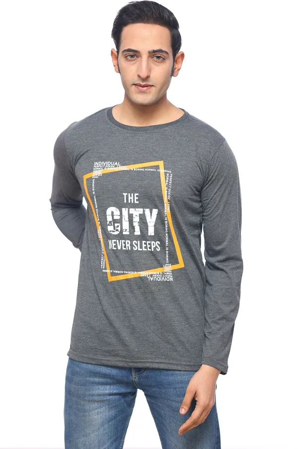 SKYBEN_Typography_Men_Round_Neck_Dark_Grey_T_Shirt