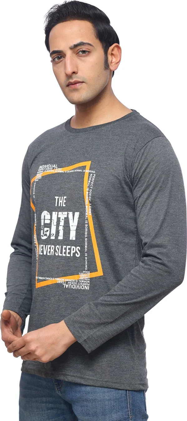 SKYBEN_Typography_Men_Round_Neck_Dark_Grey_T_Shirt