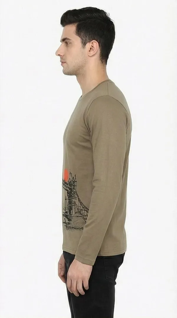 SKYBEN_Abstract_Men_Round_Neck_Olive_Green_T_Shirt