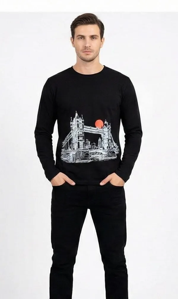 SKYBEN_Abstract_Men_Round_Neck_Black_T_Shirt