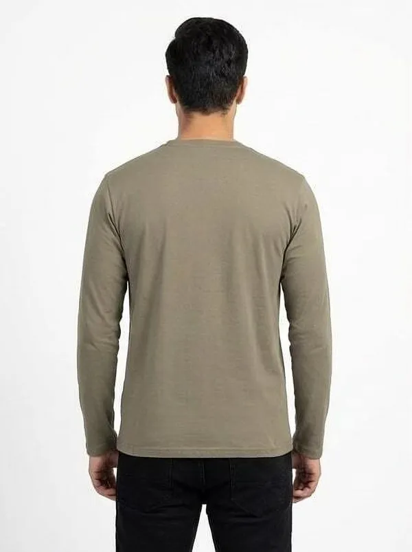 SKYBEN_Printed,_Geometric_Print,_Graphic_Print_Men_Round_Neck_Olive_Green_T_Shirt