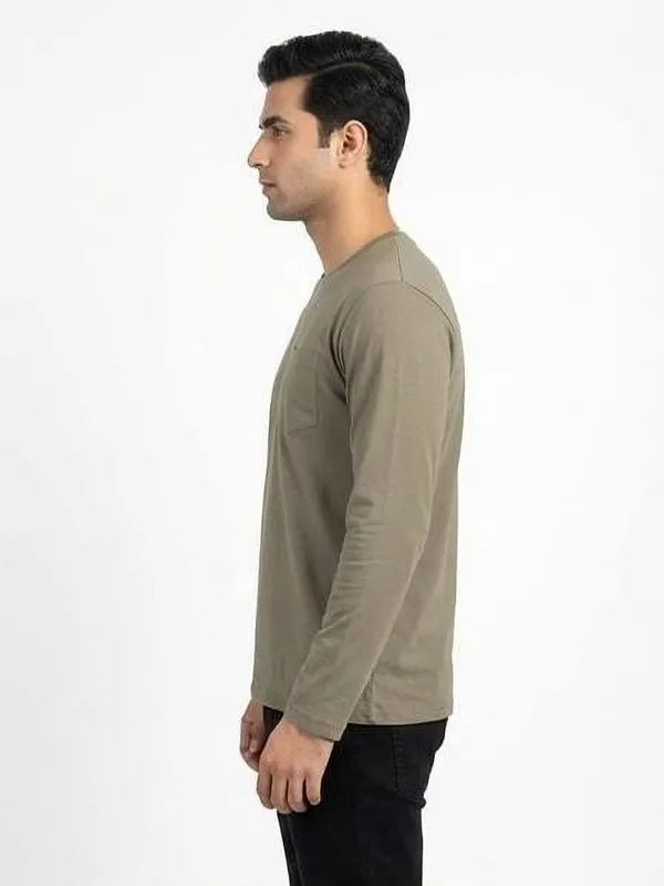 SKYBEN_Printed,_Geometric_Print,_Graphic_Print_Men_Round_Neck_Olive_Green_T_Shirt
