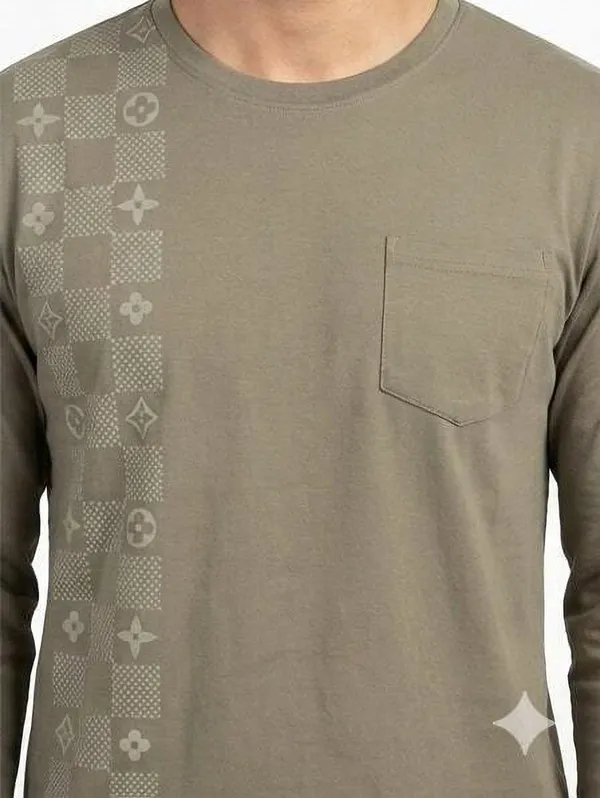 SKYBEN_Printed,_Geometric_Print,_Graphic_Print_Men_Round_Neck_Olive_Green_T_Shirt