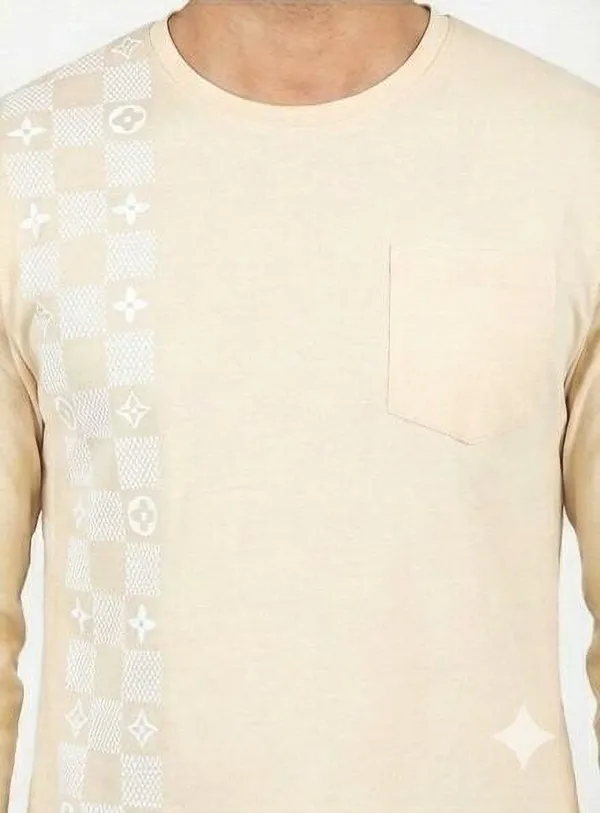 SKYBEN_Printed,_Geometric_Print,_Graphic_Print_Men_Round_Neck_Beige_T_Shirt