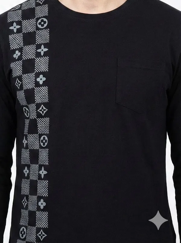 SKYBEN_Printed,_Geometric_Print,_Graphic_Print_Men_Round_Neck_Black_T_Shirt