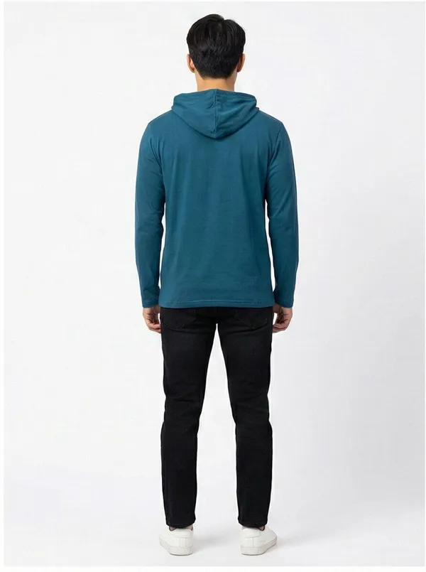 SKYBEN_Printed_Men_Hooded_Neck_Teal_T_Shirt